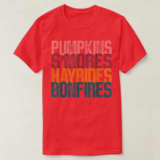 Flannels Pumpkins Hayrides Smores & Bonfire Niedli T-Shirt (Design vorne)