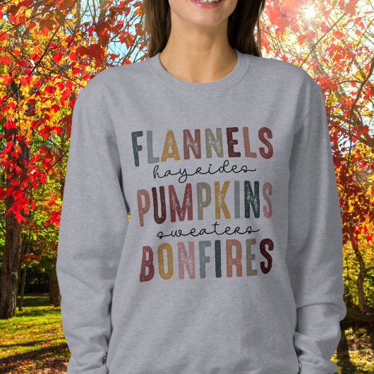 Flannes, Pumkins, Hayrides, Bonbrände, Fall Sweatshirt