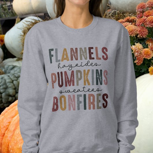 Flannes, Pumkins, Hayrides, Bonbrände, Fall Sweatshirt