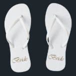 Flansch, Gold Script Elegant White Wedding Badesandalen<br><div class="desc">Bride,  goldenes Drehbuch elegante weiße Hochzeit Flip Flops</div>