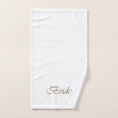 Flansch, Gold Script Elegant White Wedding Badhandtuch Set (Handtuch)