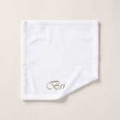 Flansch, Gold Script Elegant White Wedding Badhandtuch Set (Waschlappen)