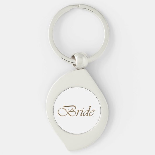 Flansch, Gold Script Elegant White Wedding Schlüsselanhänger (Vorderseite)