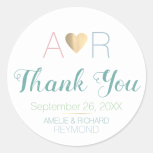 Flansch Groom Love Monogram Wedding Thank YOU Runder Aufkleber