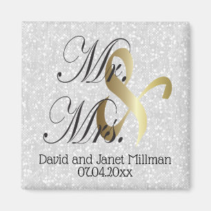 Flansch & Groom Mr & Mrs Wedding Keepsake Magnet