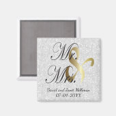 Flansch & Groom Mr & Mrs Wedding Keepsake Magnet (Vorderseite/Rückseite)