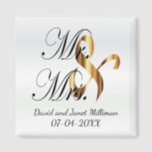 Flansch & Groom Mr & Mrs Wedding Keepsake Magnet<br><div class="desc">Wedding Day Favor Magnets. An Wedding Day Keepsake from the Bride and Groom ready to personalize. ⭐ This Product is 100% Customizable. Graphics and / or text can be added, deleted, moved, resized, change around, rotated usw... 99 Prozent ⭐ my designs in my store are done in layers. This makes...</div>