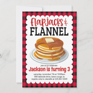 Flapjacks und Flannel Pancake zum Geburtstag einla Einladung