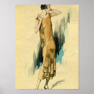 Flapper-1920 Mode-Illustration Plakat-Druck Poster