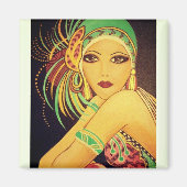 Flapper Art Deco Dancer Lady Magnet (Vorne)