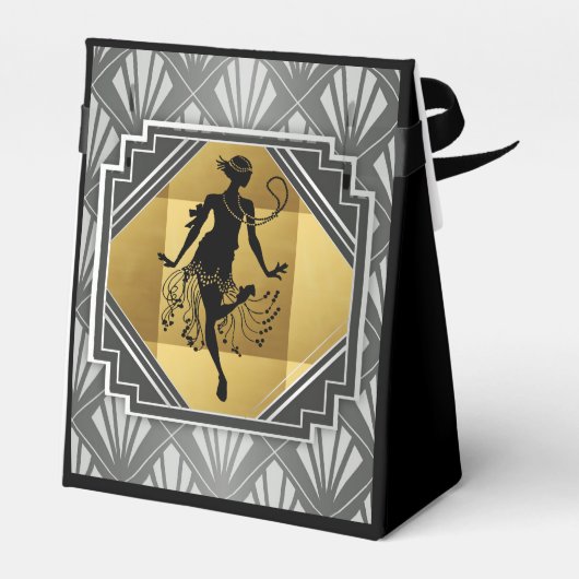 Flapper Art Deco Gatsby Small Zent Party Box Geschenkschachtel (Rückseite)