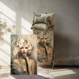 Flapper Beauty aus den 1920er Jahren und Hummingbi Seidenpapier