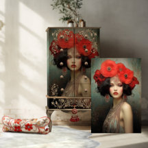 Flapper Beauty der 20er Jahre, Poppies Portrait Ar