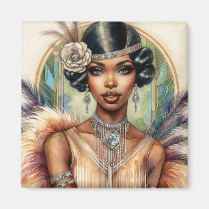 Flapper Black Woman Roaring 20er Glamour Magnet