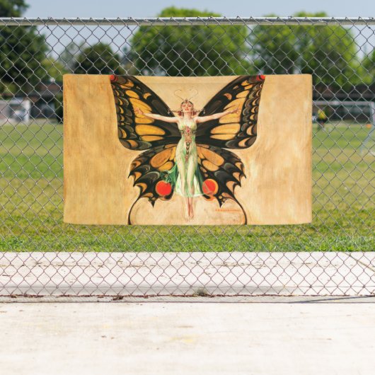 Flapper Butterfly Flying Frauan Illustration Banner (Insitu)