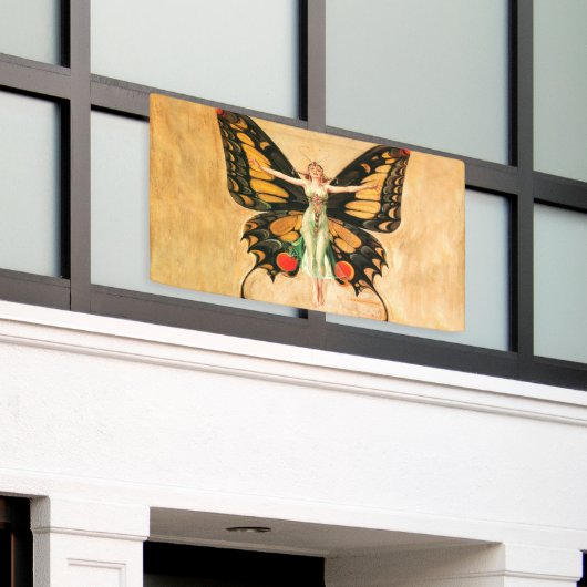 Flapper Butterfly Flying Frauan Illustration Banner (Äußeres Gebäude)