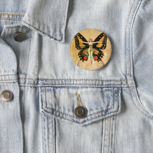 Flapper Butterfly Flying Frauan Illustration Button (Beispiel)