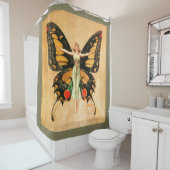 Flapper Butterfly Flying Frauan Illustration Duschvorhang (Beispiel)