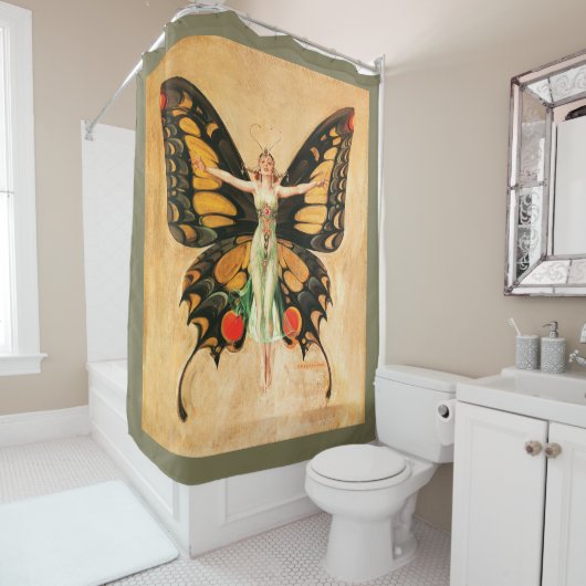 Flapper Butterfly Flying Frauan Illustration Duschvorhang (Beispiel)