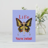 Flapper Butterfly Flying Frauan Illustration Einladung (Stehend Vorderseite)