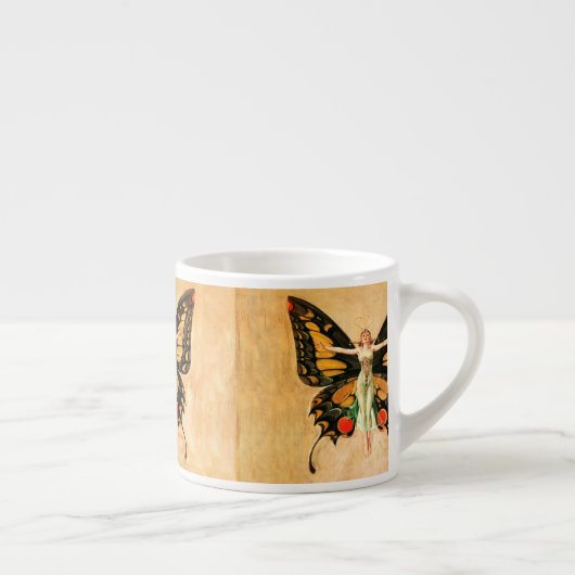 Flapper Butterfly Flying Frauan Illustration Espressotasse (Rechts)