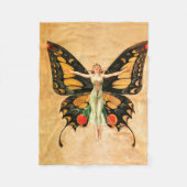 Flapper Butterfly Flying Frauan Illustration Fleecedecke (Vorderseite)