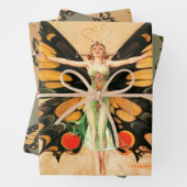 Flapper Butterfly Flying Frauan Illustration Geschenkpapier Set (Beispiel)