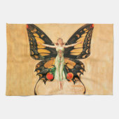 Flapper Butterfly Flying Frauan Illustration Geschirrtuch (Horizontal)