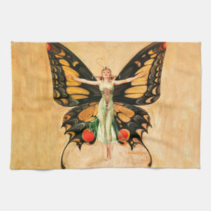 Flapper Butterfly Flying Frauan Illustration Geschirrtuch