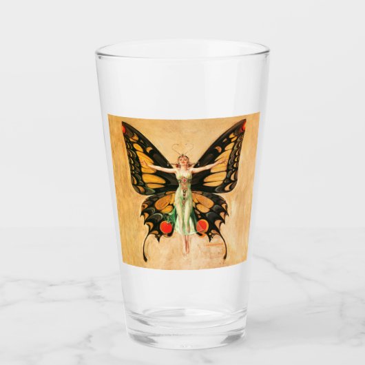 Flapper Butterfly Flying Frauan Illustration Glas (Vorderseite)
