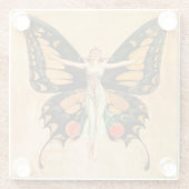 Flapper Butterfly Flying Frauan Illustration Glasuntersetzer (Rückseite)
