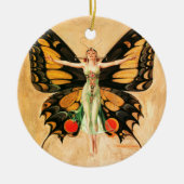 Flapper Butterfly Flying Frauan Illustration Keramik Ornament (Vorne)