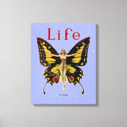 Flapper Butterfly Flying Frauan Illustration Leinwanddruck (Vorderseite)