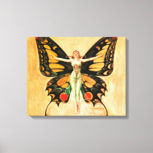 Flapper Butterfly Flying Frauan Illustration Leinwanddruck