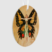 Flapper Butterfly Flying Frauan Illustration Ornament (Vorderseite)