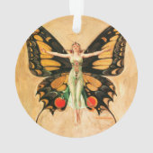 Flapper Butterfly Flying Frauan Illustration Ornament (Rückseite)