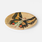 Flapper Butterfly Flying Frauan Illustration Pappteller (Schrägansicht)
