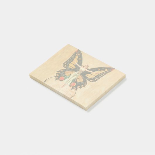 Flapper Butterfly Flying Frauan Illustration Post-it Klebezettel (angewinkelt)
