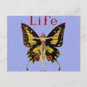 Flapper Butterfly Flying Frauan Illustration Postkarte (Vorderseite)