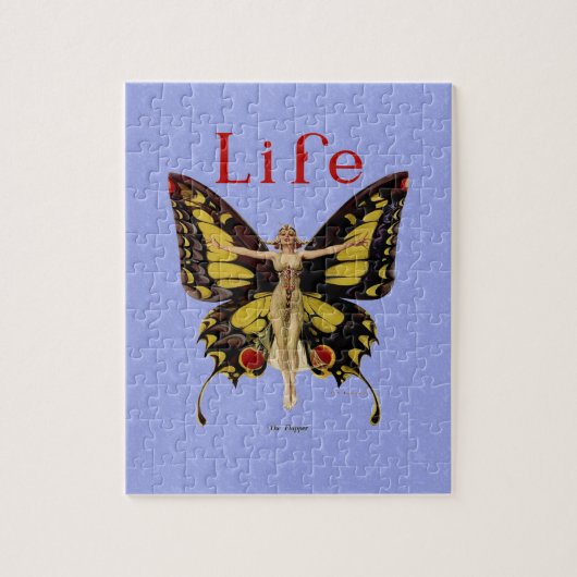 Flapper Butterfly Flying Frauan Illustration Puzzle (Vertikal)