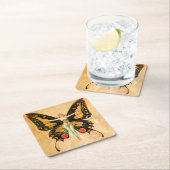 Flapper Butterfly Flying Frauan Illustration Rechteckiger Pappuntersetzer (Vor Ort)