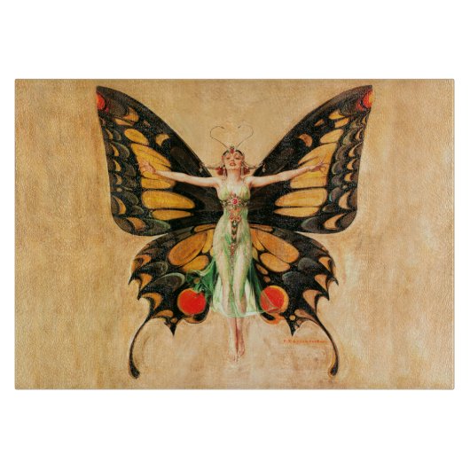 Flapper Butterfly Flying Frauan Illustration Schneidebrett (Vorderseite)