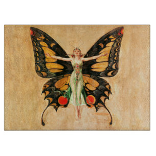Flapper Butterfly Flying Frauan Illustration Schneidebrett