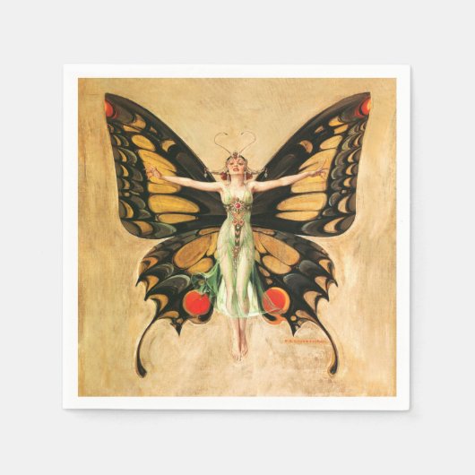 Flapper Butterfly Flying Frauan Illustration Serviette (Vorderseite)