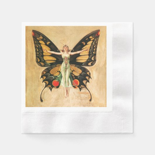Flapper Butterfly Flying Frauan Illustration Serviette (Vorderseite)