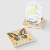 Flapper Butterfly Flying Frauan Illustration Steinuntersetzer (Seitenansicht)