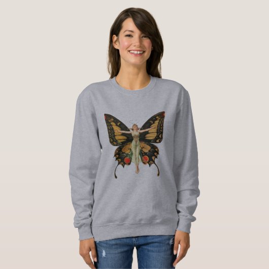 Flapper Butterfly Flying Frauan Illustration Sweatshirt (Vorne ganz)