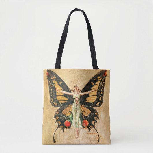 Flapper Butterfly Flying Frauan Illustration Tasche (Vorderseite)