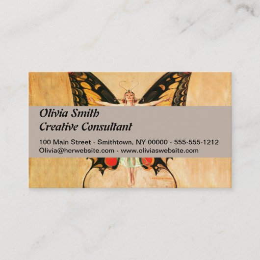 Flapper Butterfly Flying Frauan Illustration Visitenkarte (Vorderseite)