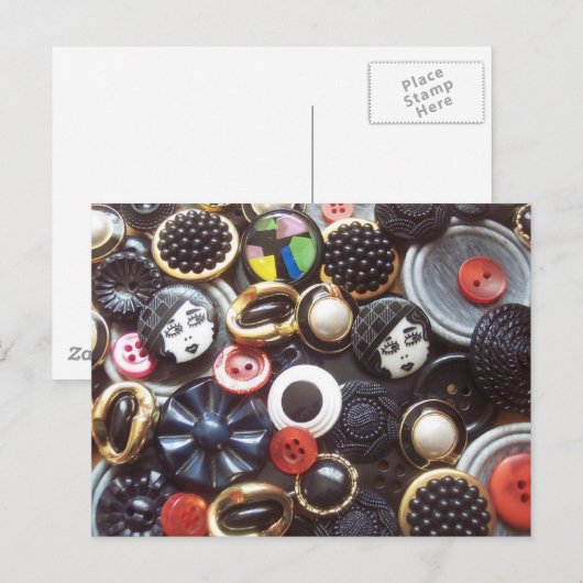 Flapper Button Collage Postkarte (Vorne/Hinten)